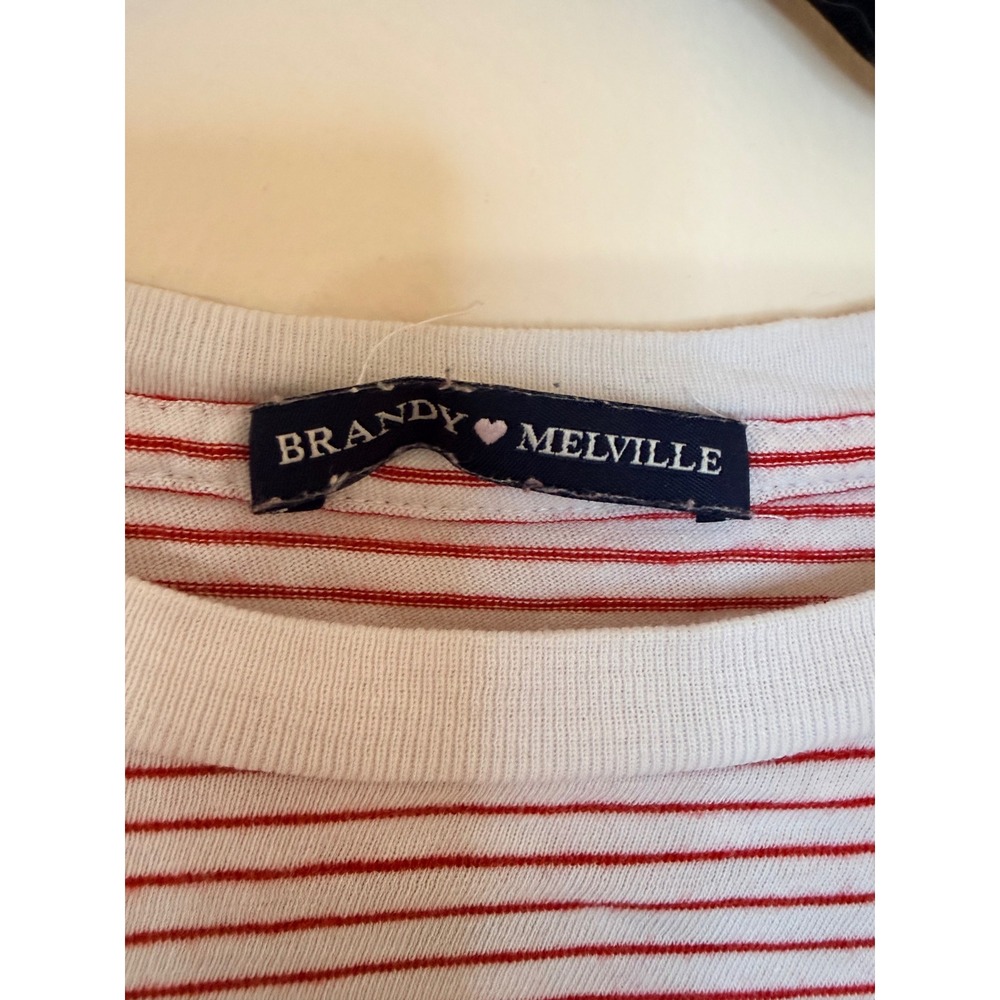 Brandy Melville Red White Striped Short Sleeve T-Shirt One Size Cotton Italy